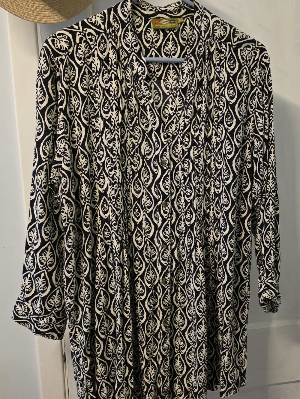 Black & White Printed Rayon Tunic Top